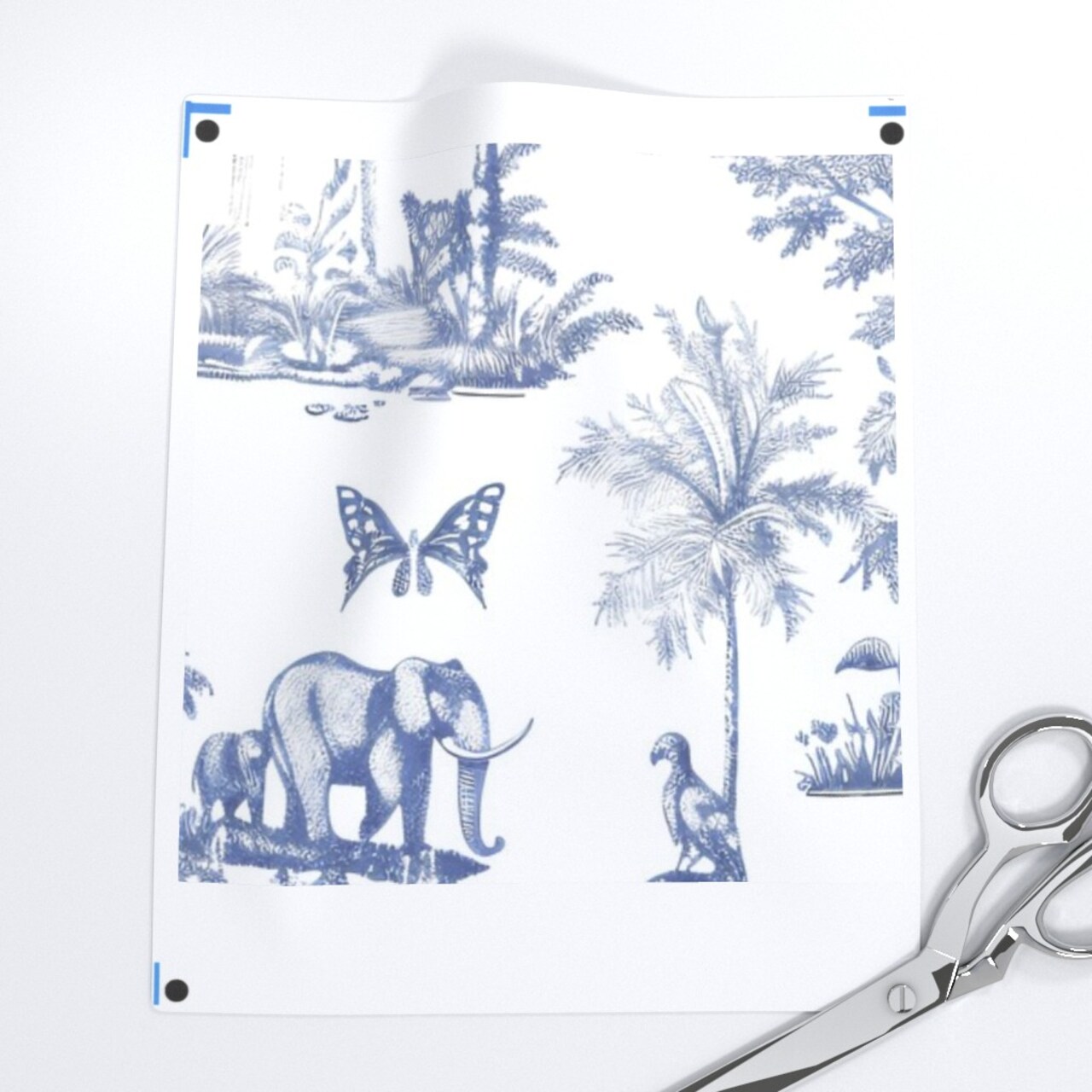 Toile Jungle Animals Monochromatic Safari Giraffe Elephant Butterfly Monkeys Du Jouy Custom Printed Fabric by Spoonflower Various Fabrics by the Yard or Fat Quarter